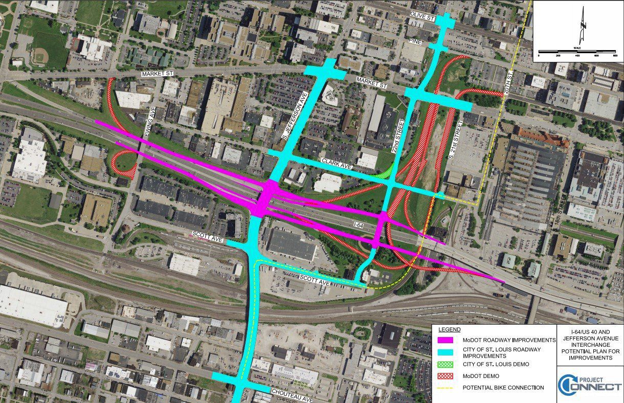 A map of planned roadway changes